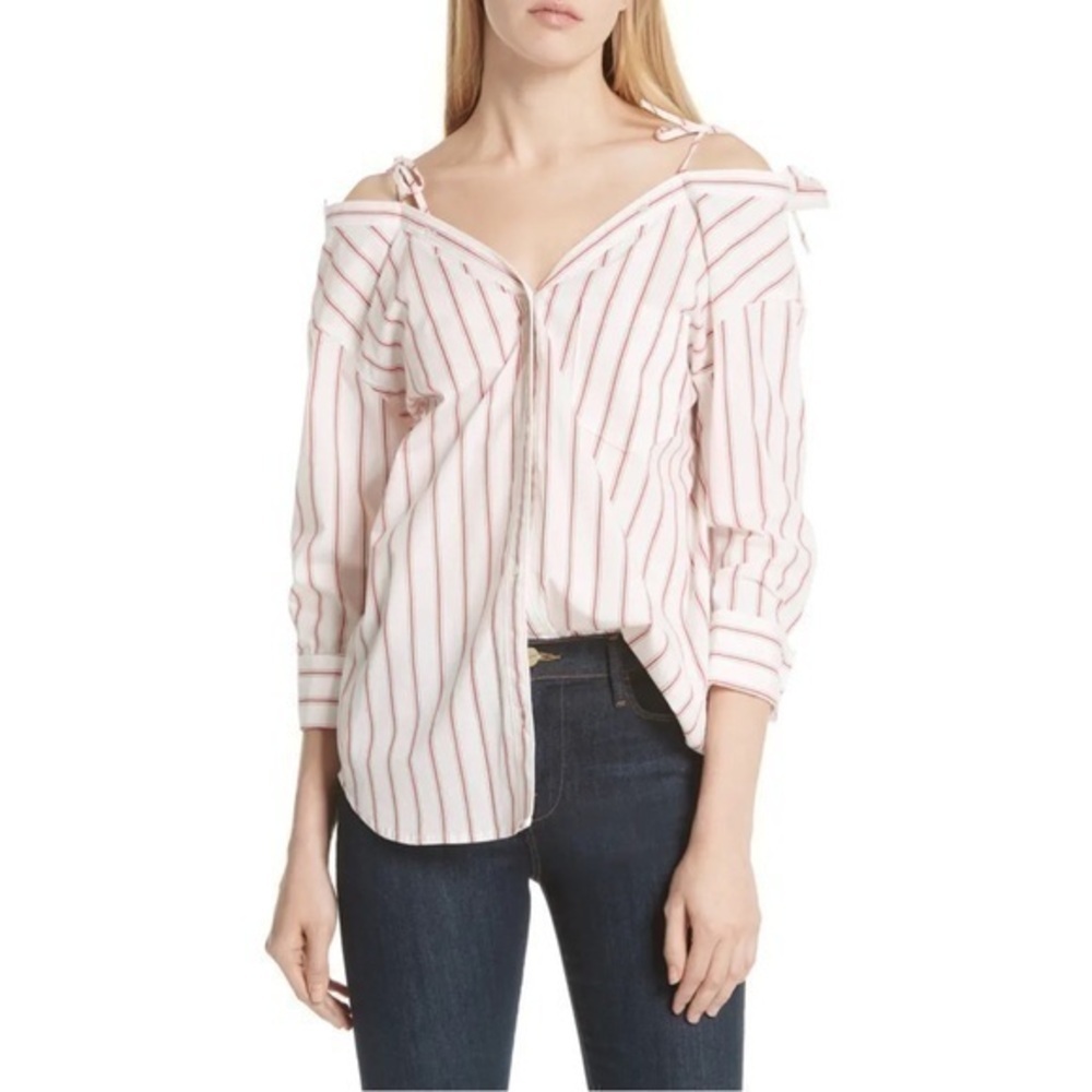 Joie Alvina Tie Front Stripe Shirt